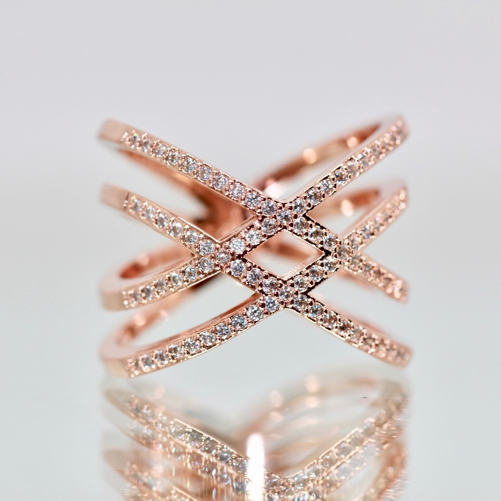 925S Rose Gold Dipped White Topaz Infinity Ring - Picture 4 of 7